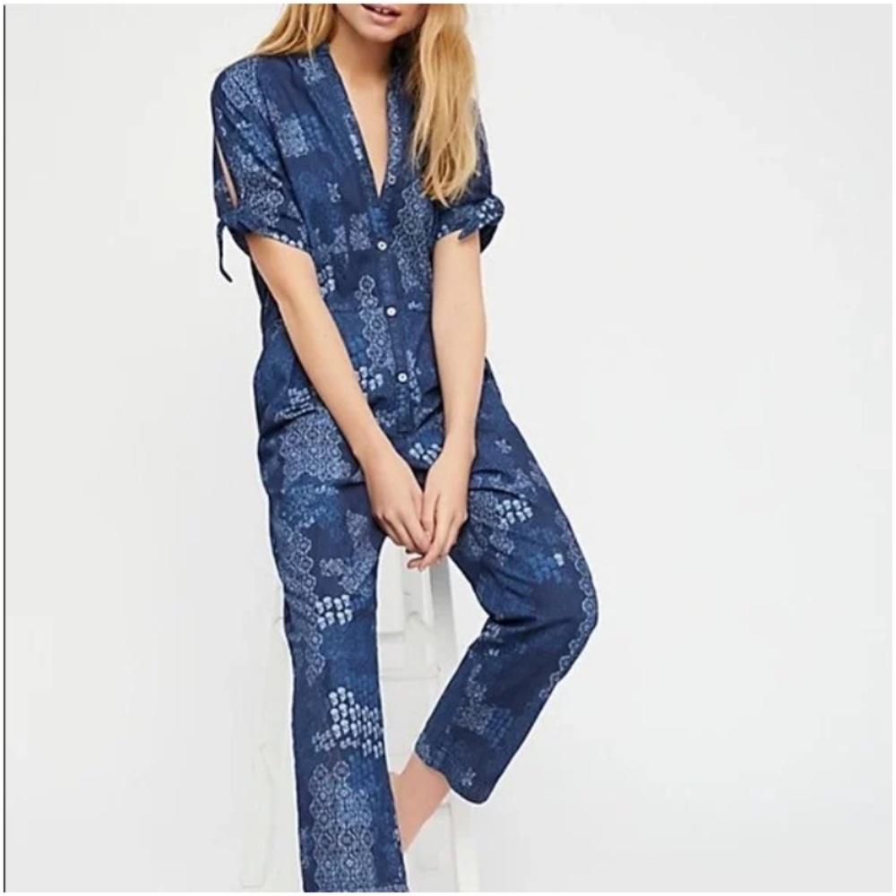Free People Indigo Daze Denim Jumpsuit - L